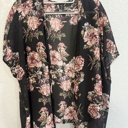 Black flowered Cardigan