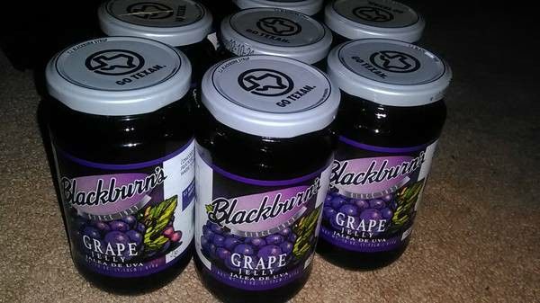 8) Jars of Grape Jelly Blackburn's brand. 18 oz jarsÂ