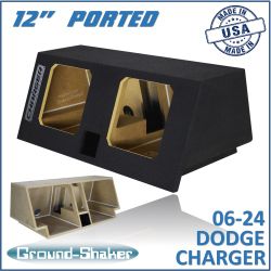 black 12" dual ported solobaric sub box, fits 06-26 dodge charger