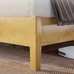 Solid Wood Platform Bed Frame, Mid-Century Design with Wood Slat Support, No Headboard, No Box Spring Required, Noise-Free