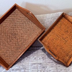 Extra Large Square Serving Tray for Large Ottoman Coffee Table, Giant Square Shape Sofa Tray with Handles, Kitchen O