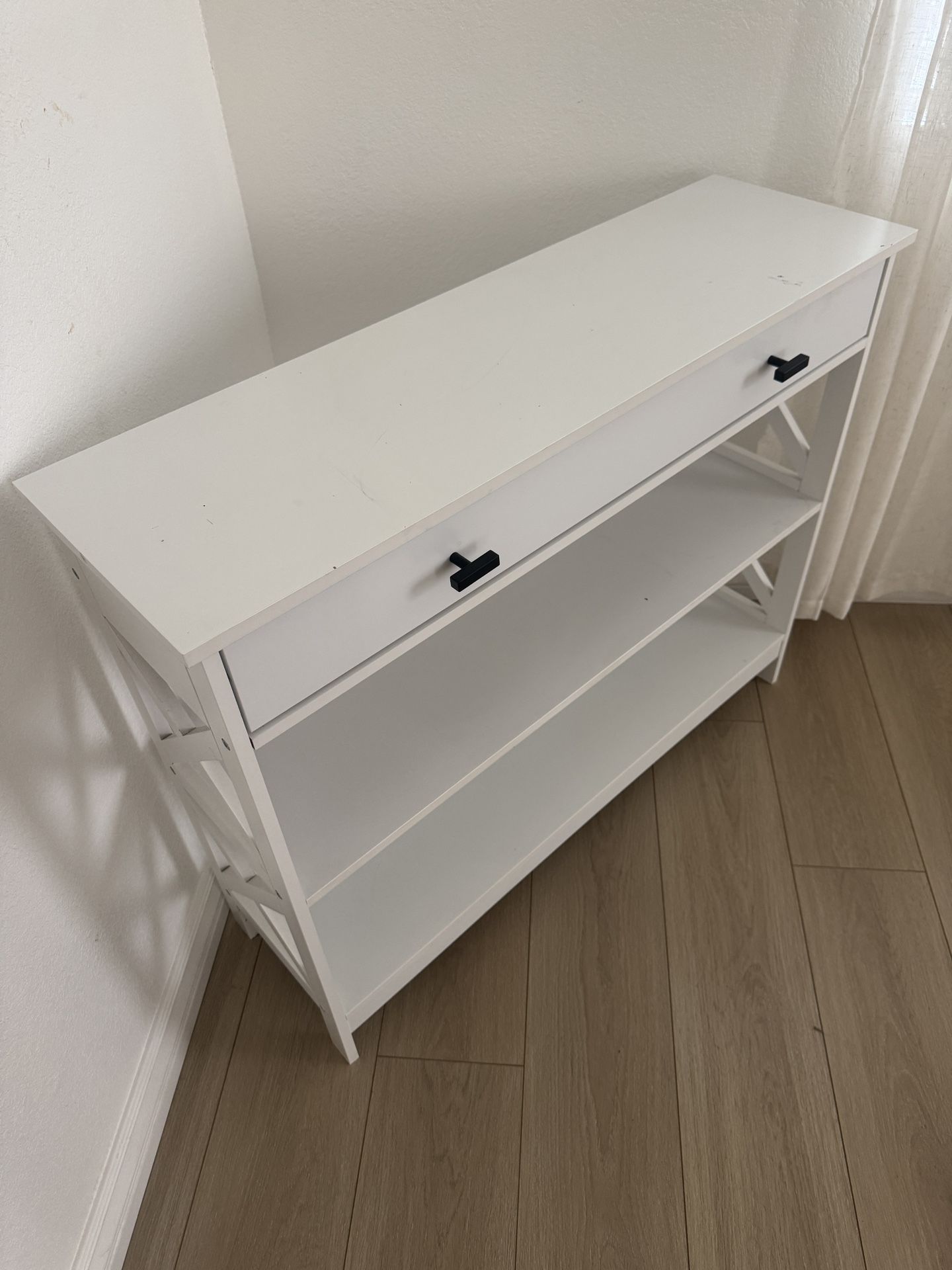 White console table with drawer