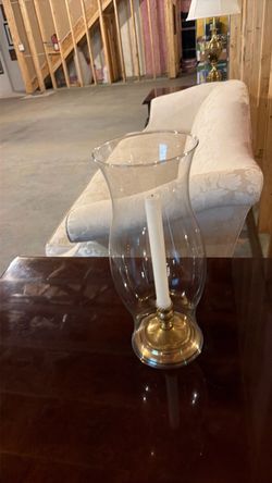 $20 Brass candle holder with glass hurricane cover