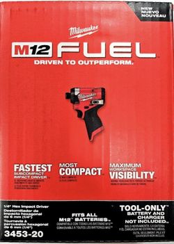 NEW! Milwaukee 3453-20 M12 FUEL 1/4 Hex Impact Driver