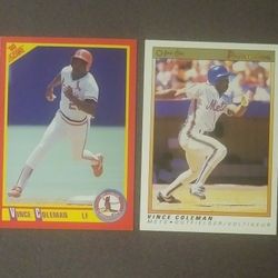 1990 Score 1991 O-Pee-Chee Premier Vince Coleman New York Mets Saint Louis Cardinals St. #25 Baseball #265 Card Cards Lot Vintage Collectible Sports M