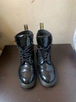Dr. Martens Black Patent Leather Lace-Up Boots