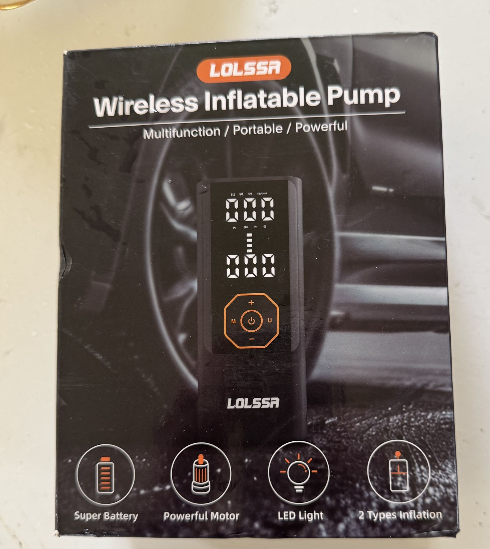 EKIEUDL Portable Tire Inflator and Powerbank 150PSI Cordless Electric for Car with Tire Gauge Pressure in Black (1-Pack)