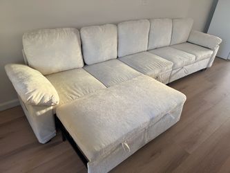 ($700 org) 5 ⭐️ Sectional Sleeper Couch, 5 Seat Modular Sofa Bed with Storage Pull-Out Bed 86" L-Shaped Convertible Cloud Couch with Pillow Armrests,