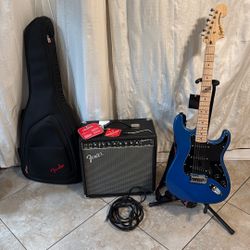 Squire Stratocaster Affinity Electric Guitar with Fender Champion 40 Amplifier