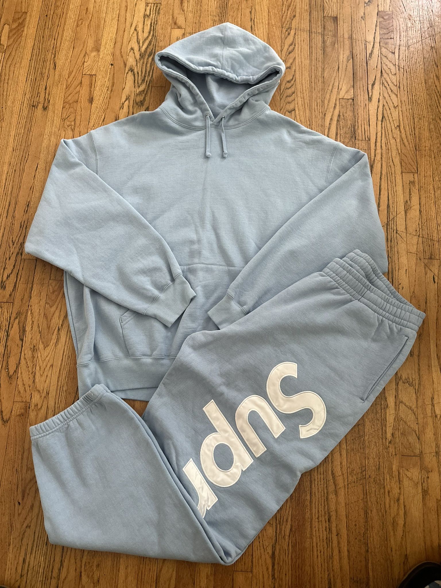 Supreme Satin Appliqué Hooded Sweatsuit Sz XL