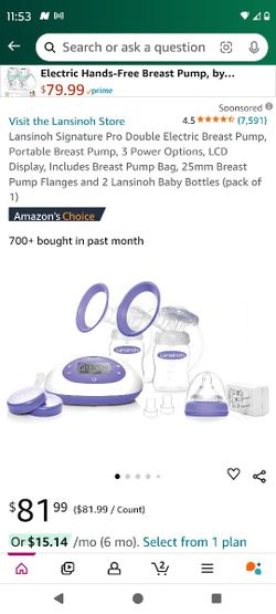 Lansinoh Signature Pro Double Electric Breast Pump, Portable Breast Pump, 3 Power Options, LCD Display, Includes Breast Pump Bag, 25mm Breast Pump Fla