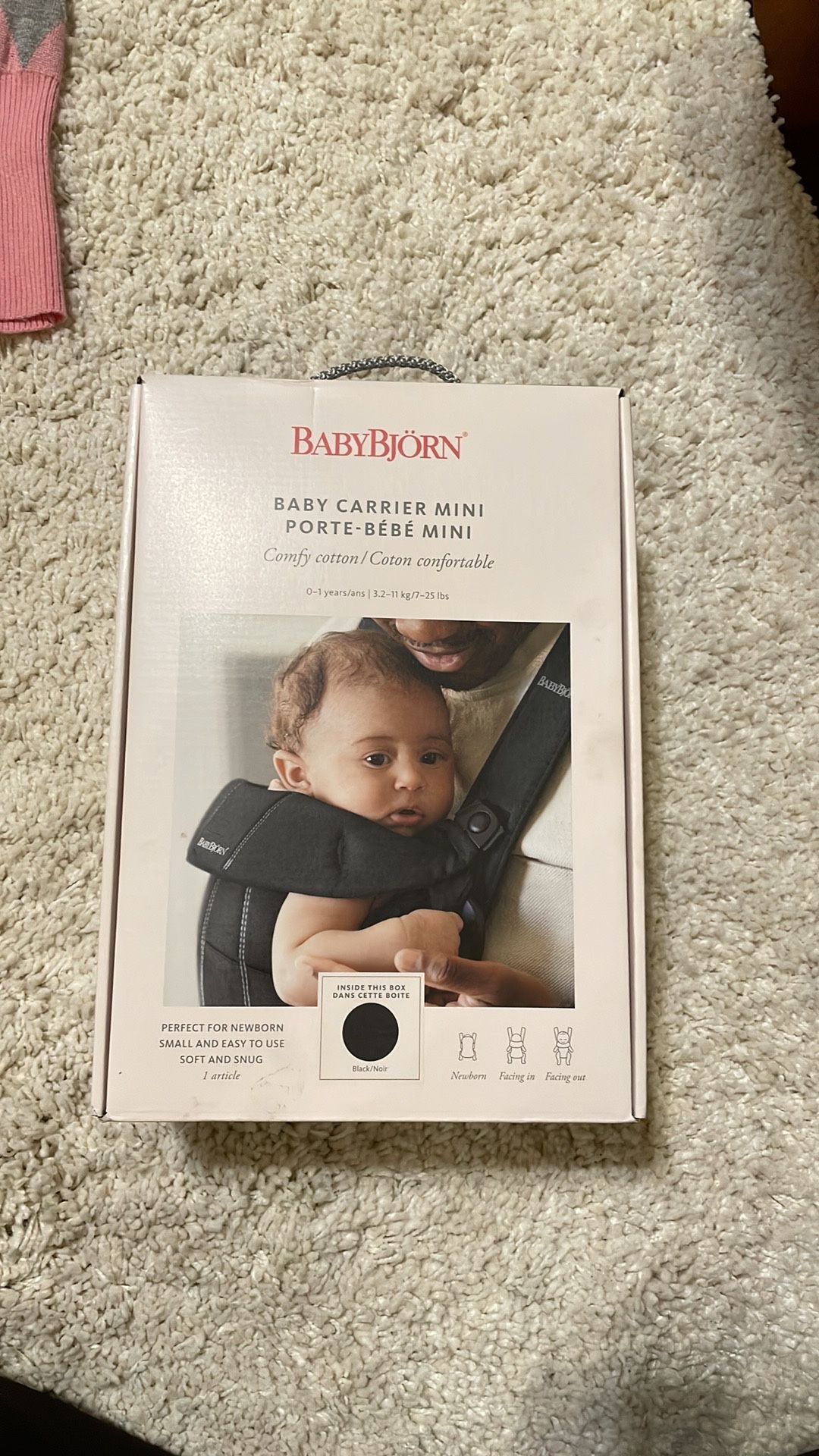 New BabyBjorn baby carrier mini comfy cotton 0-1 years newborn small black New
