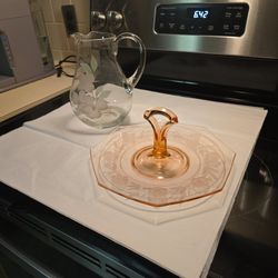 Beautiful Glass Pitcher And Serving Plate