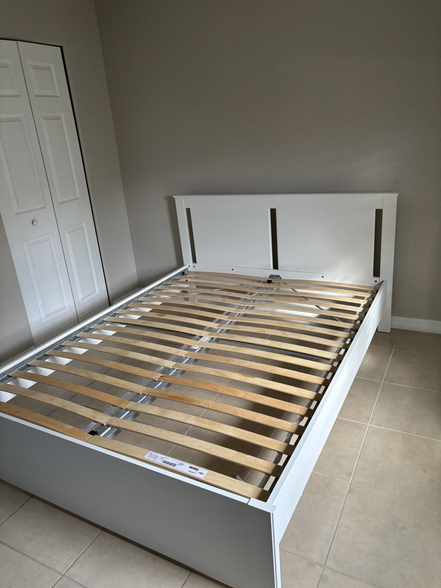 Bed frame, white, Queen