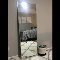 65 X 22 Free Standing Full Size Mirror With Stand. Silver