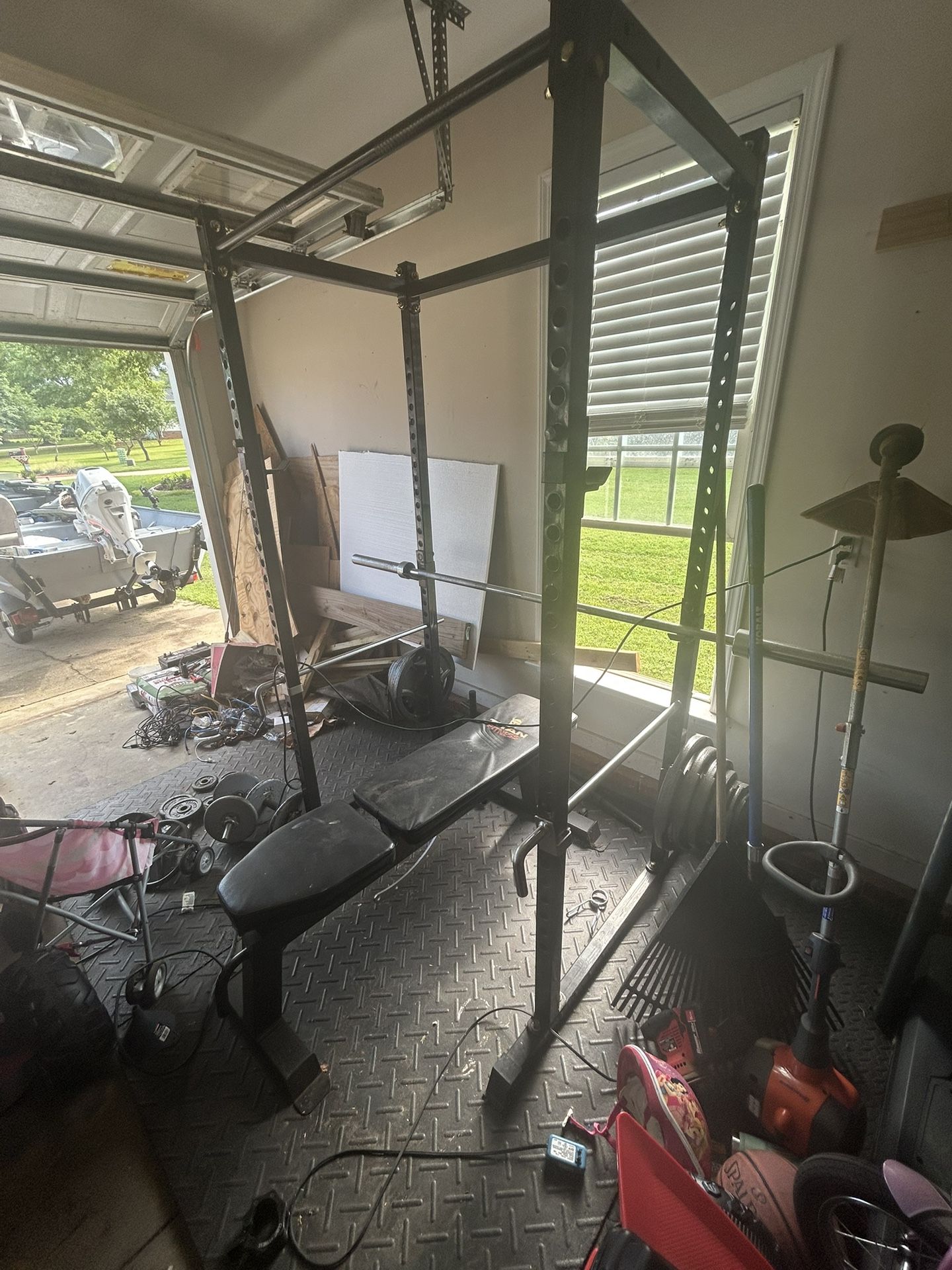 Titan Fitness Squat Rack, Bench, Barbell 300 Lb Weight Set
