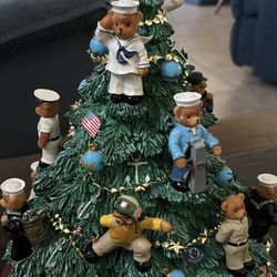 Teddies In The Navy Collectible figurine Xmas Tree From Hamilton  Collection  