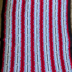 Red White And Blue Vintage Handmade Afghan 