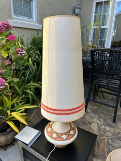 Vintage Ceramic Table Lamp with Tall Shade