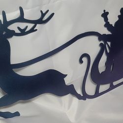 Santa And Reindeer Metalwork 