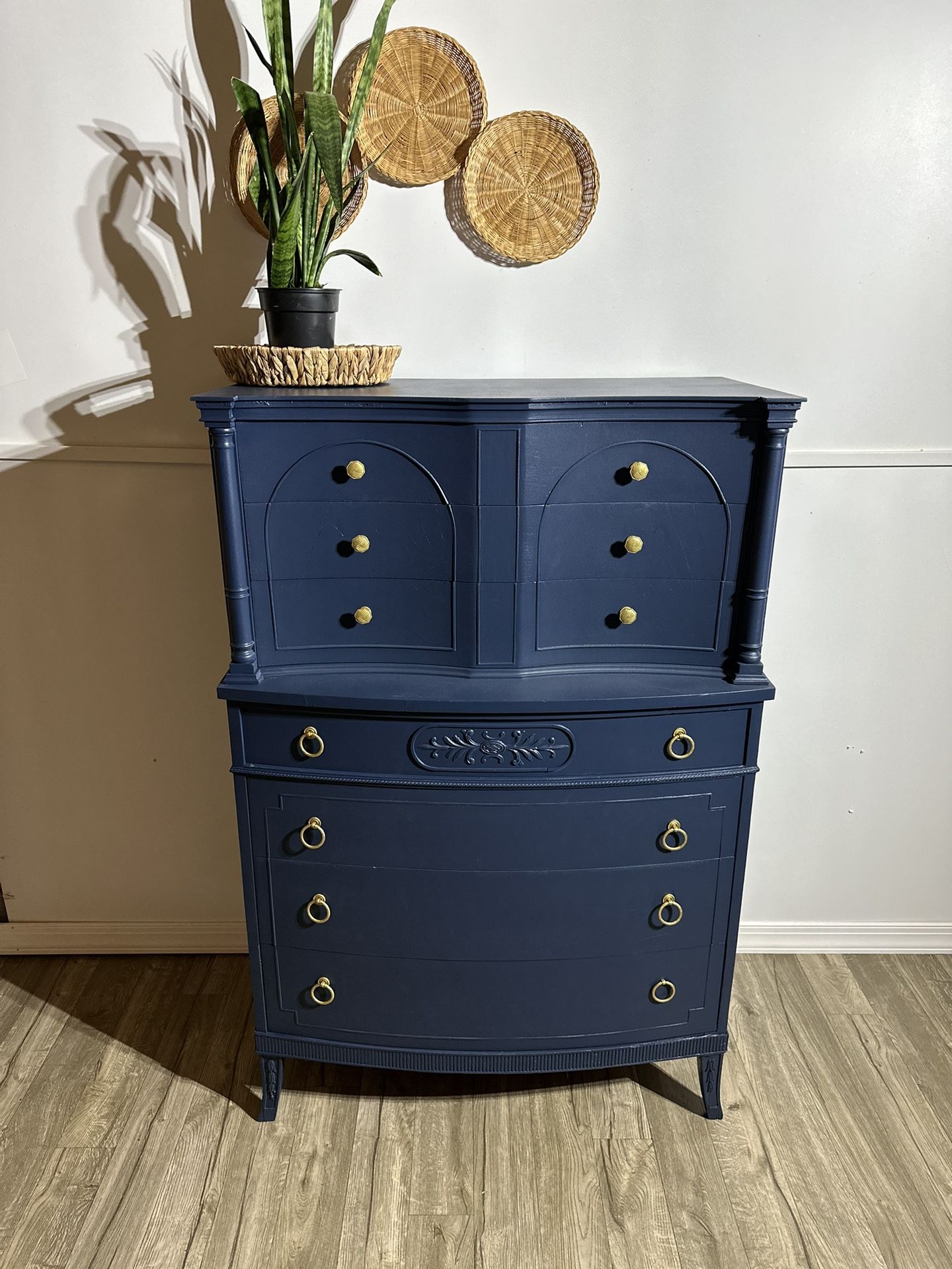 Navy blue tall Dresser