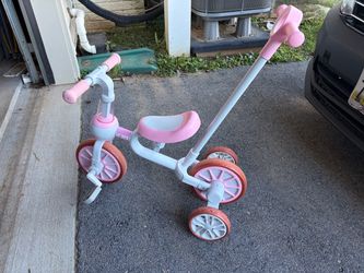 Pink Toddler Tricycle with Push Handle