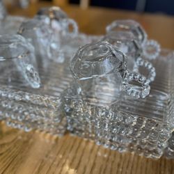 Vintage Pressed Glass Plates & Cups