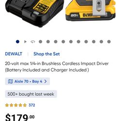 20 Volt Max Cordless Impact Driver (battery/charger Included)