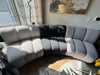 3 PIECE BOUCLE MODULAR CURVED SOFA