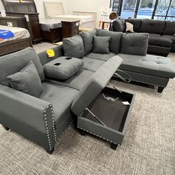 Charcoal Gray Sofa Sectional Set 