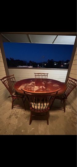 Real wood dining room, table and chairs