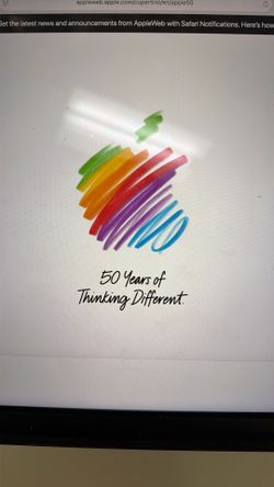 Apple 50th anniversary shirt and pin