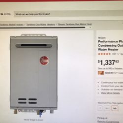 Rheem Performance Plus 9.5GPM Smart Non-Condensing Outdoor Natural Gas Tankless Water Heater 