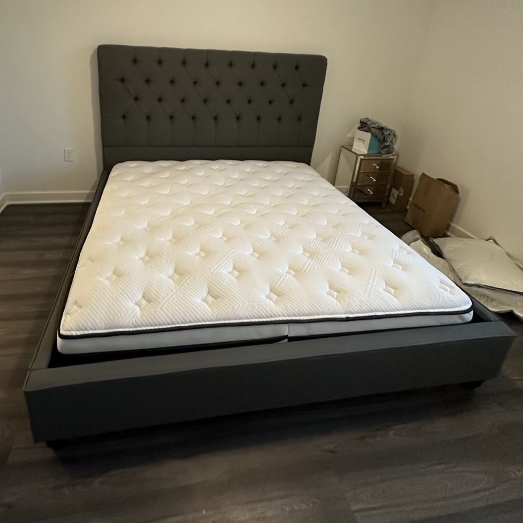 King Size Bed Frame Upholstered Platform Bed