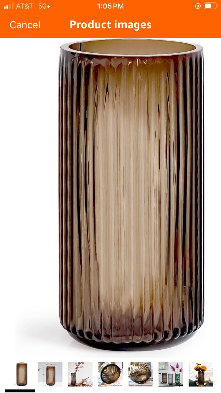 9.8" Flower Vase for Decor Ribbed Glass Vase Modern for Centerpieces