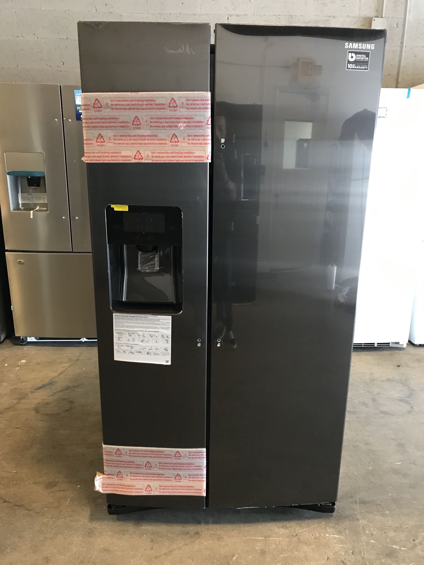 Samsung 24.5 cu. ft. Side-by-Side Refrigerator in Fingerprint Resistant Black Stainless take home with 1 year warranty for $39 down EZ financing