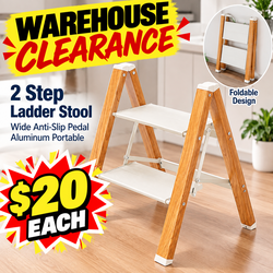 2 Step Foldable Ladder Stool, Wide Anti-Slip Pedal, Aluminum Portable