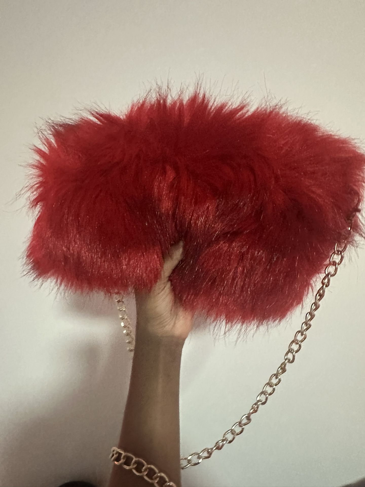 Luxurious Red Faux Fur Clutch