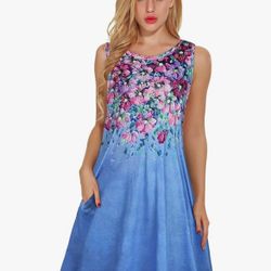 NEW Flowered Summer Sleeveless Dress / Coverup