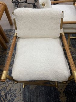Vintage 1970s Milo Baughman Brass & Oak Director’s Chairs – Set of 4