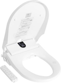 Puluomis Smart Bidet Toilet Seat with Stainless Steel Nozzle, Heated Electric Toilet Seat with