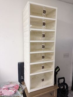 Shoe Cabinet, Thickened Shoe Storage Bin Space Saving Transparent Drawer for Clothes (1 Tall 6 Short