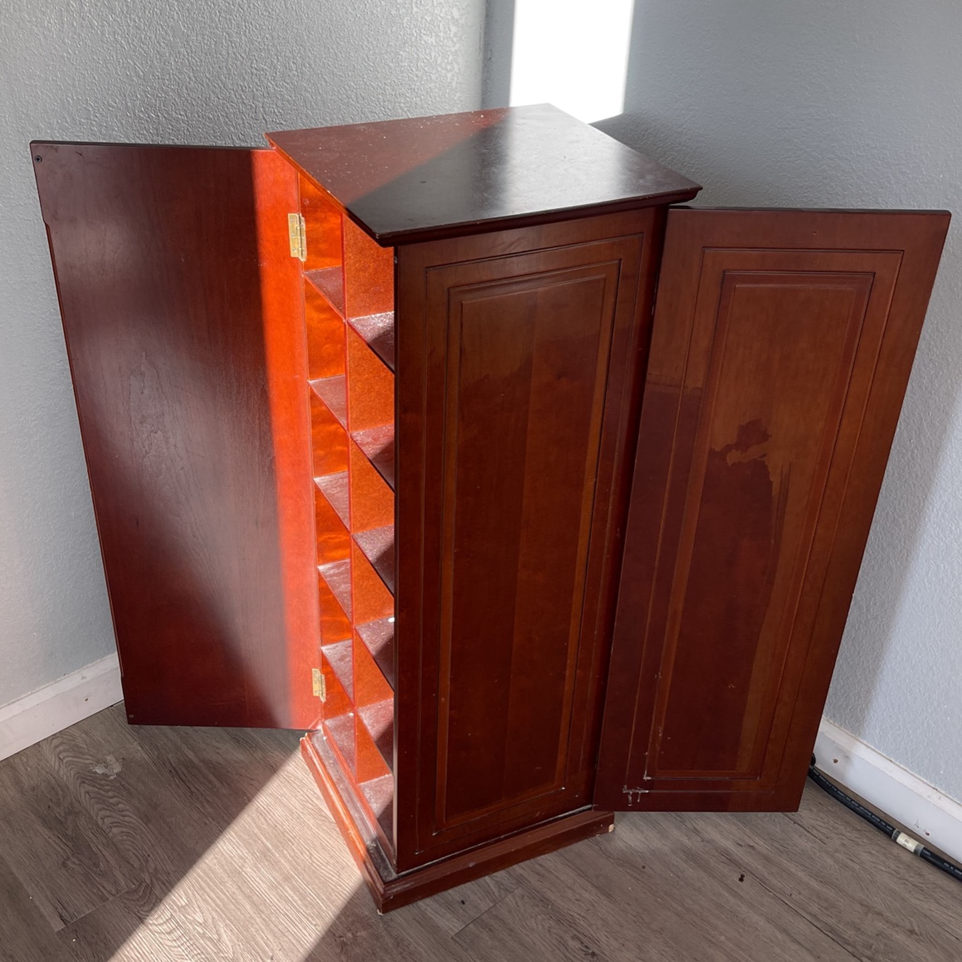 Corner Pedestal back to back shelf box and two 2 doors
