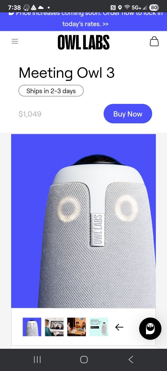Owl Microsoft Meeting Speaker Camera