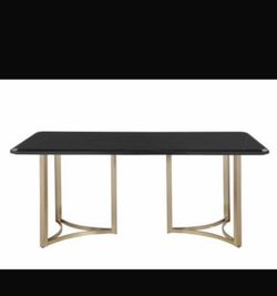 Contemporary Gold Black Top Dining Table with Durable Brushed Brass Metal Base   91 $150