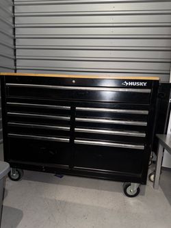 Husky Rolling Tool Cabinet with Wood Top