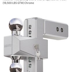 Aluminum hitch with 2.5 inch receiver, 6-inch drop/rise, 18,500 lbs GTW, chrome finish