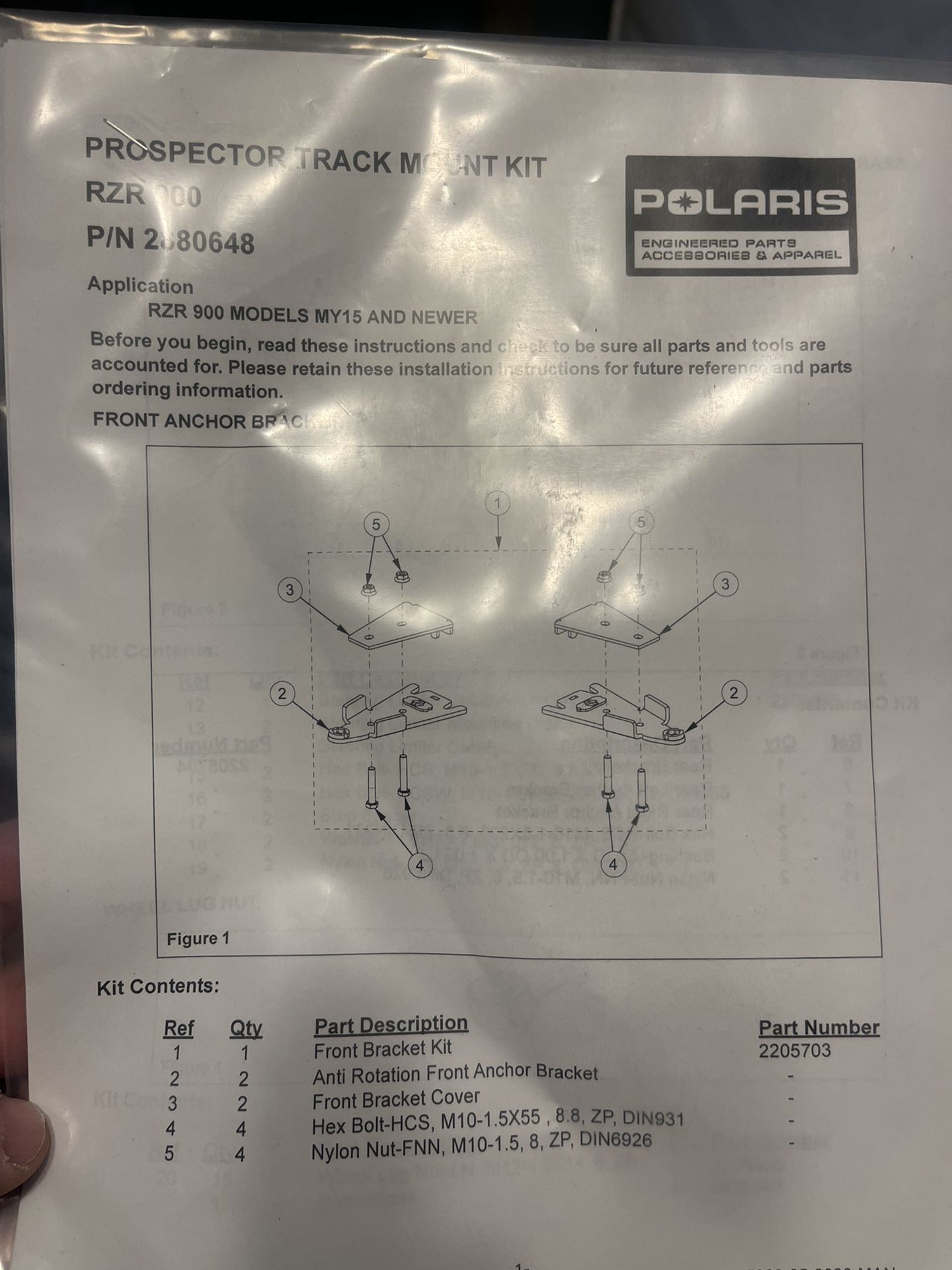 Polaris razor track mounting brackets /hardware kit