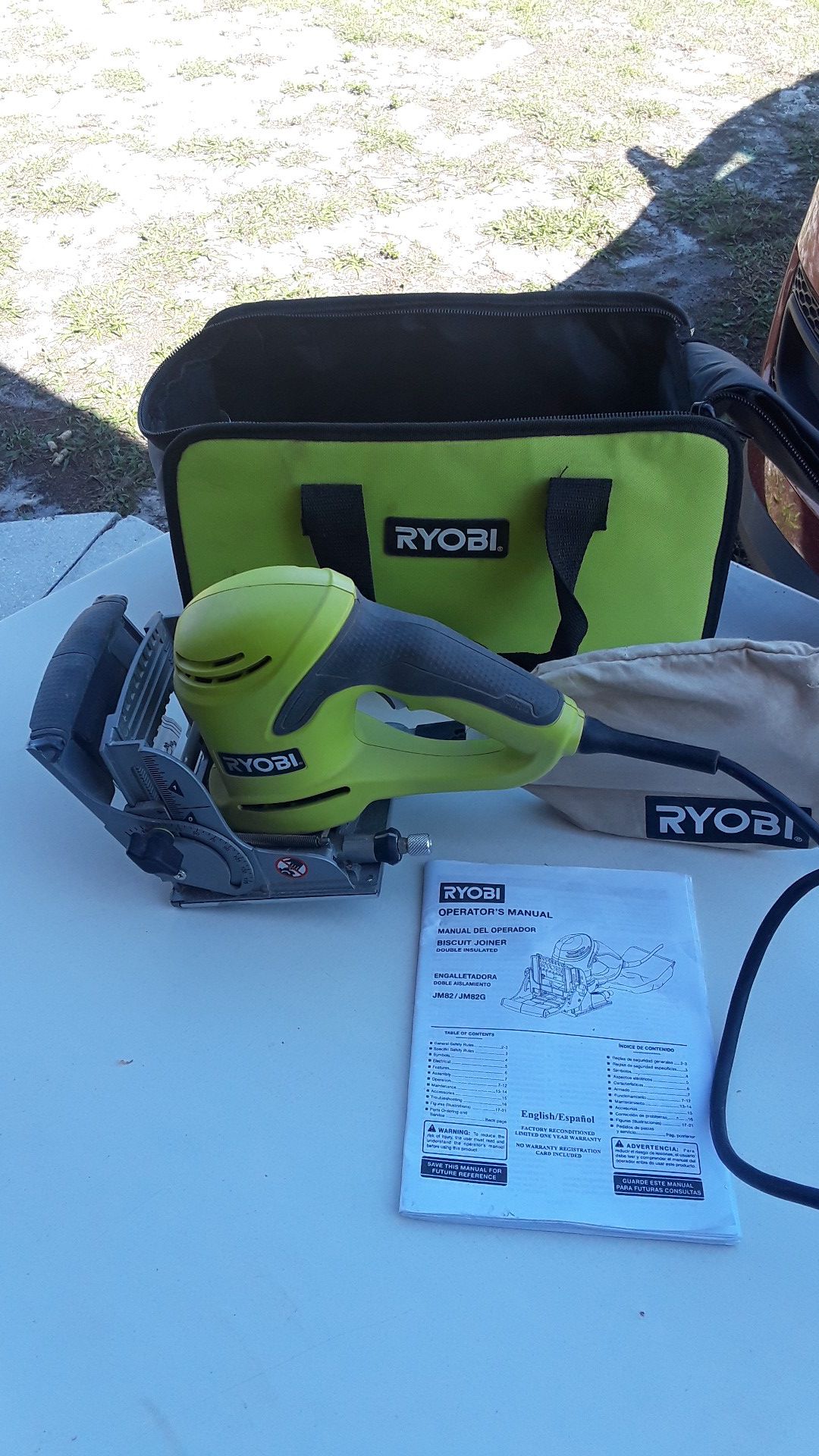 Ryobi Biscuit Joiner Double Insulated JM82G With Case Excellent Condition!