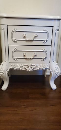 White French Provincial Nightstand with  Two Drawers